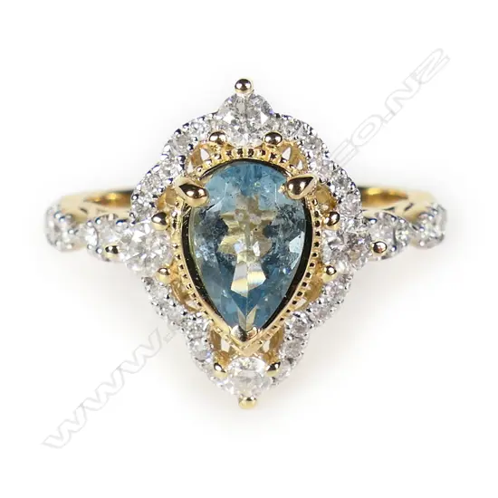 A 14ct gold aquamarine and diamond dress ring,