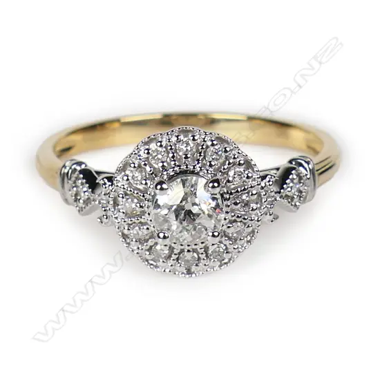 A 14ct yellow and white gold diamond ring,