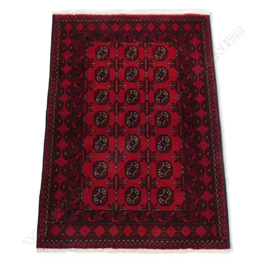 A hand knotted Turkman rug,