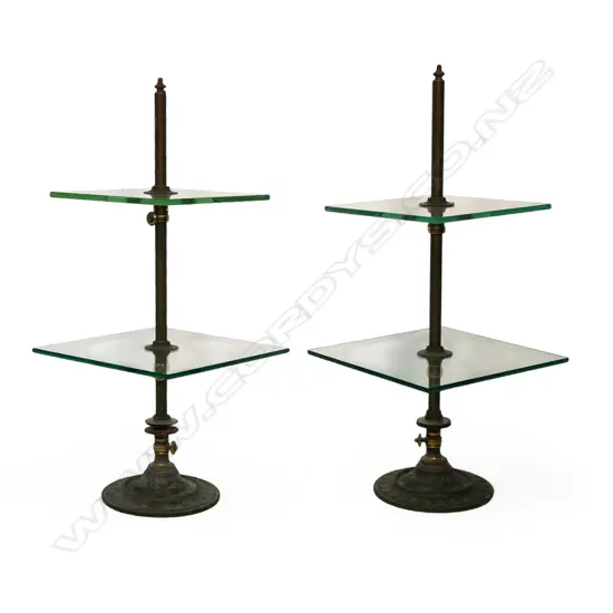 A pair of Edwardian Harris & Sheldon gilt brass and glass confectionary display stands,