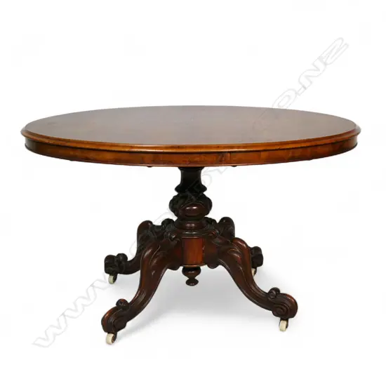 A Victorian walnut small proportion loo table,