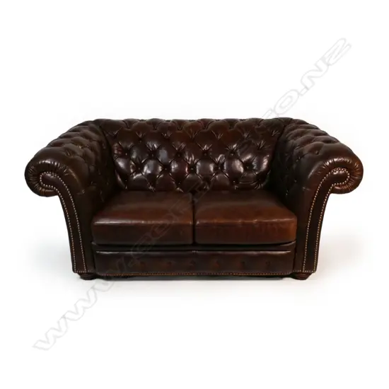 A La-Z-boy leather two-seater roll arm sofa,