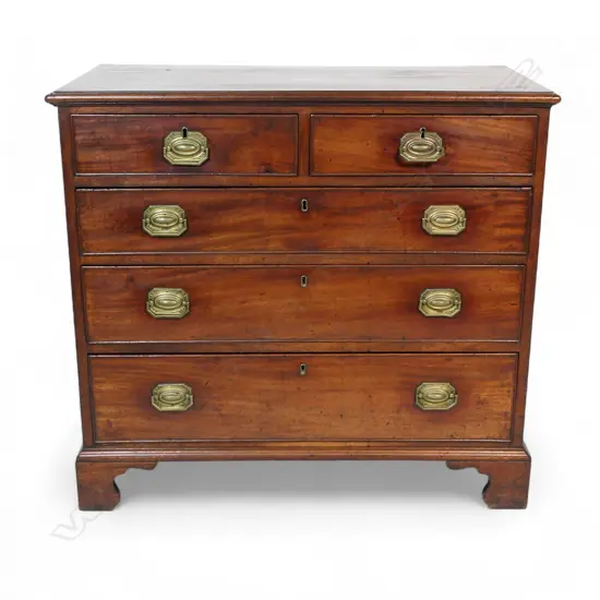 A George III mahogany five drawer chest,