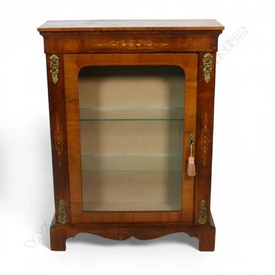 A Victorian walnut inlaid pier cabinet,