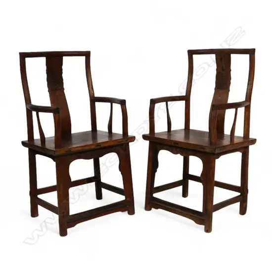 A Pair of old Chinese huanghuali official's arm chairs,