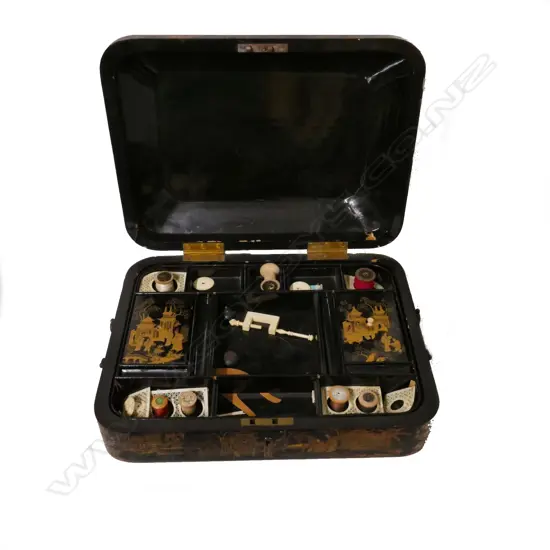 A Regency period chinoiserie work box