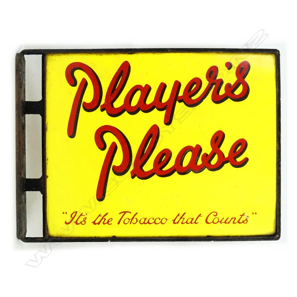 A vintage enamelled double sided wall sign 'Player's Please' tobacco Image 1++