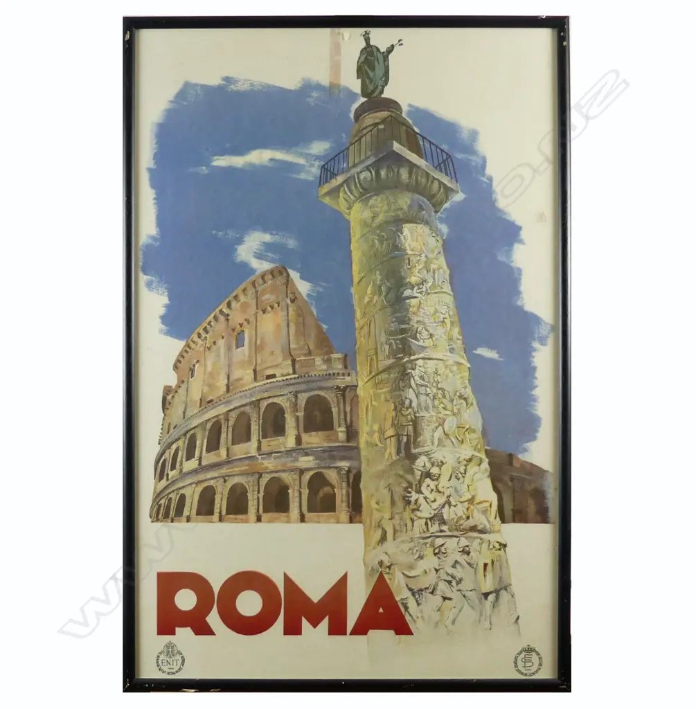 A large vintage travel poster for Rome / Roma issued by ENIT and Italian Railways Image 1++