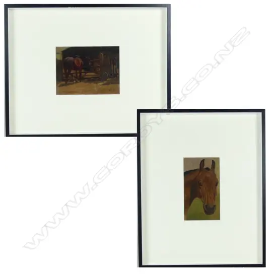 Two horse studies in oil