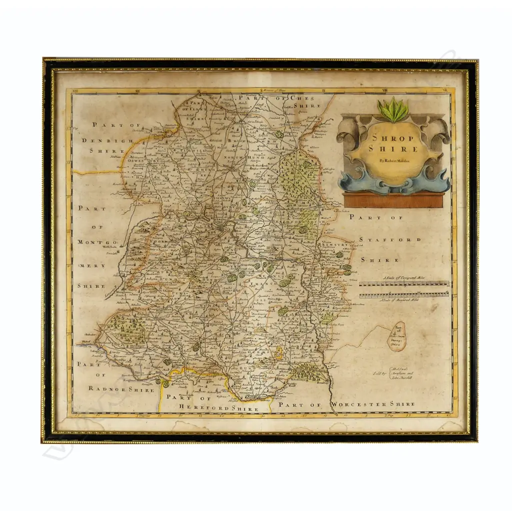 An 18thC copperplate map of Shropshire Image 1++