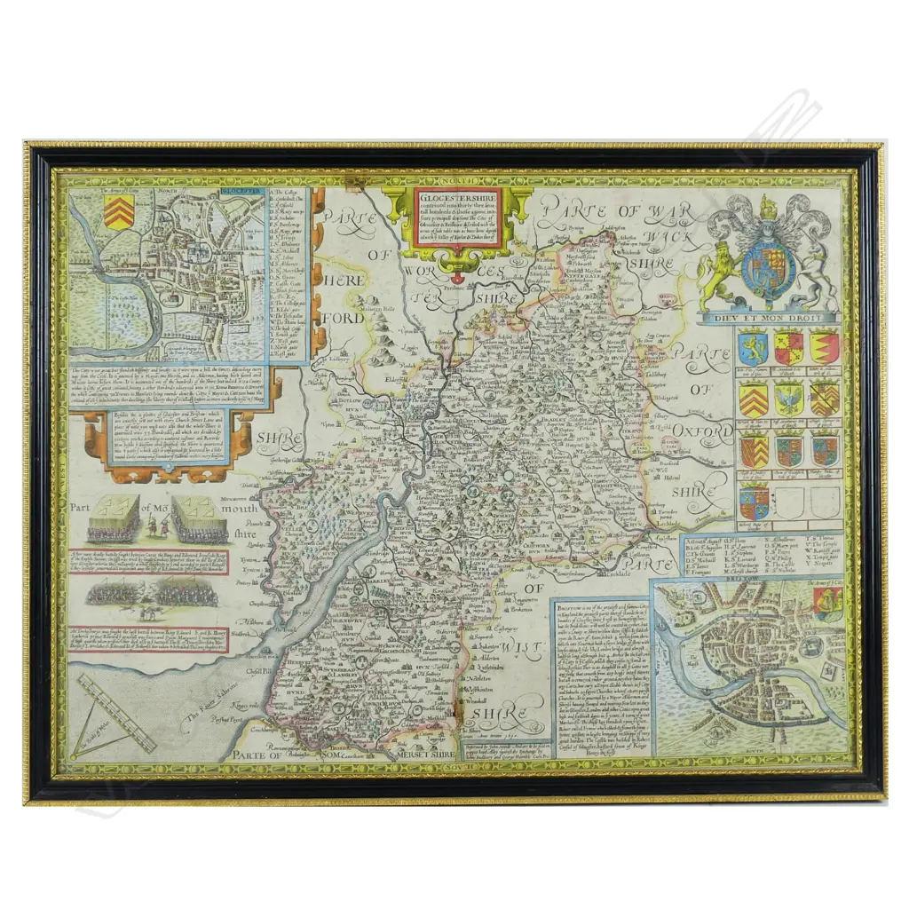 A scarce 17thC copperplate map of Gloucestershire Image 1++