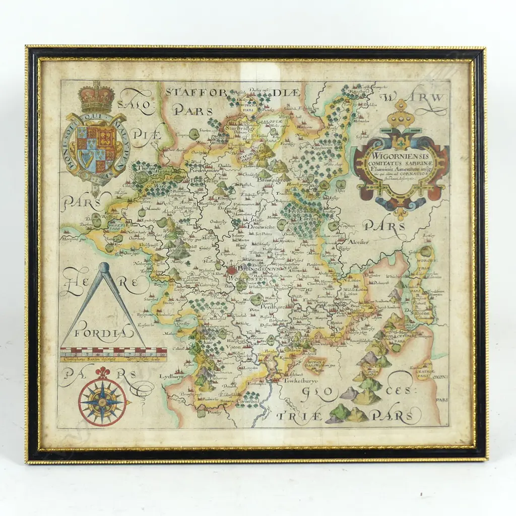 A 17thC map of Worcestershire Image 1++