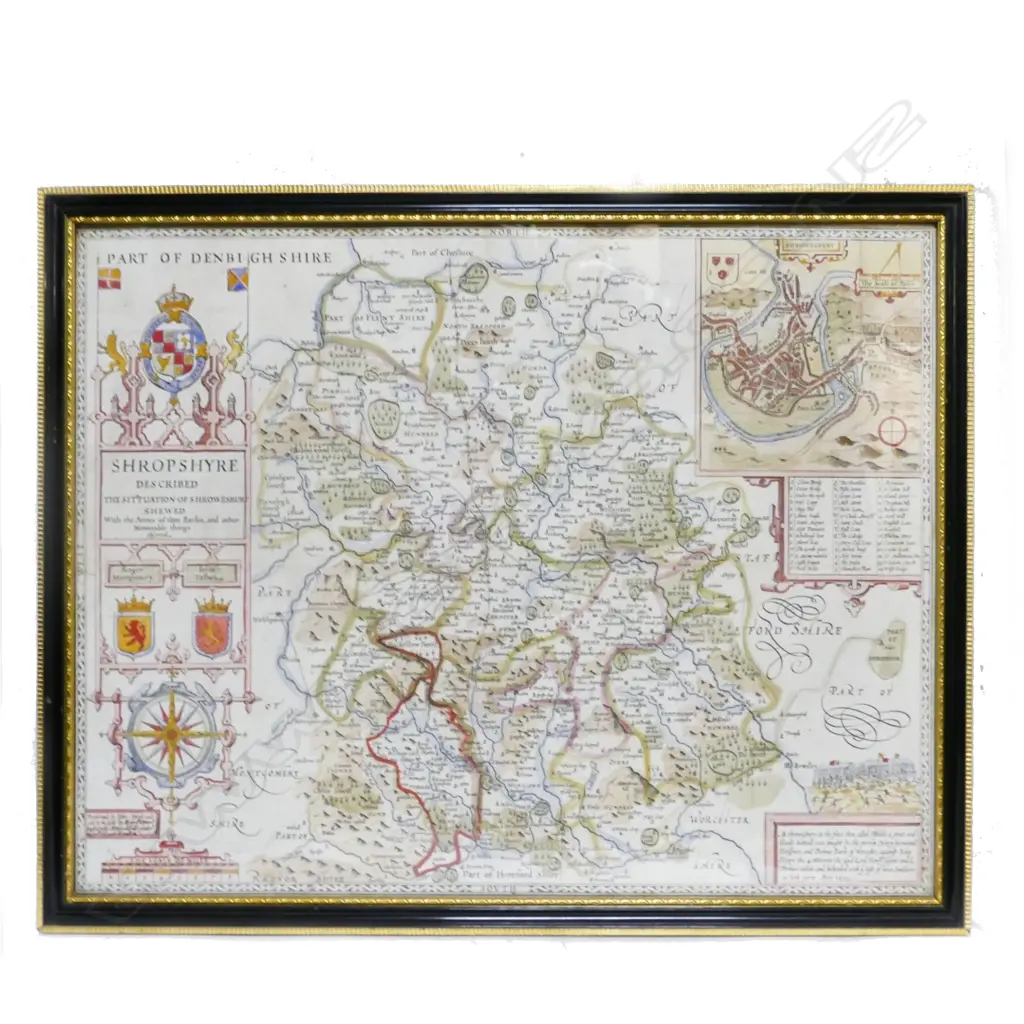 An early 18thC copperplate map of Shropshire Image 1++