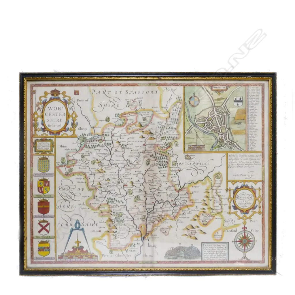 A 17thC copperplate map of Worcestershire Image 1++