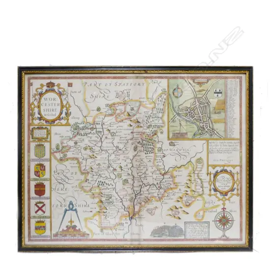 A 17thC copperplate map of Worcestershire