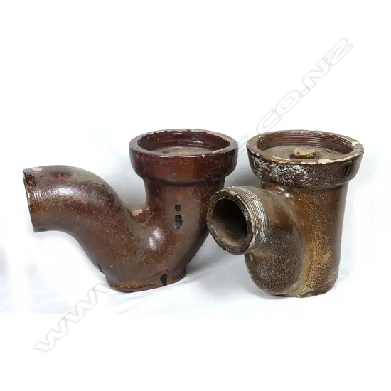 Two colonial salt glazed gully traps