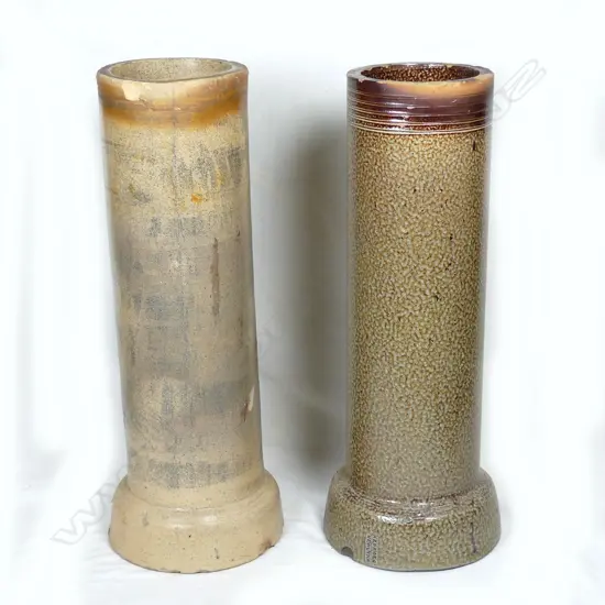 Two colonial salt glazed pottery drainpipes