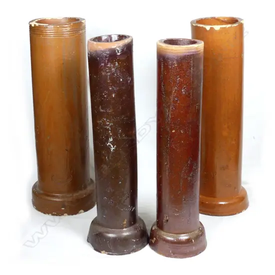 Two pairs of colonial glazed pottery drainpipes