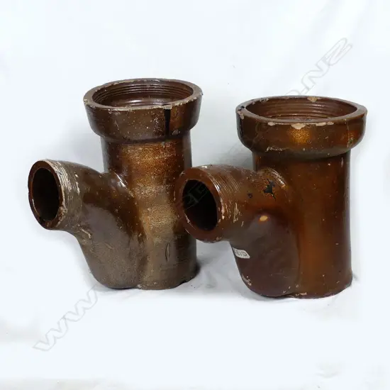 Two colonial salt glaze gully traps