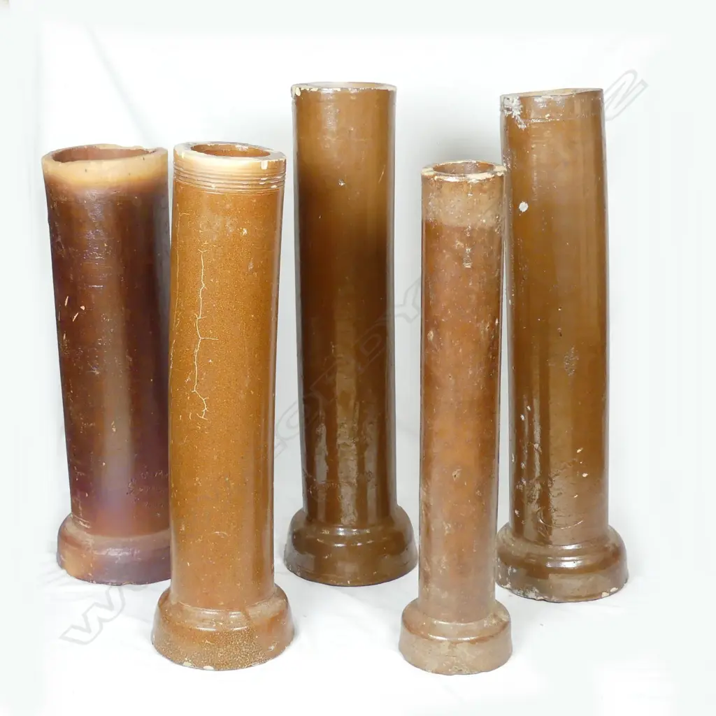 Five colonial pottery drainpipes Image 1++