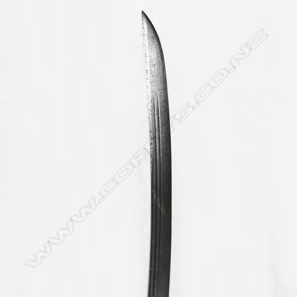 An interesting late 18thC Indian Maratha sword hilt of Khanda pattern fitted to a 19thC light cavalry sabre blade Image 1++