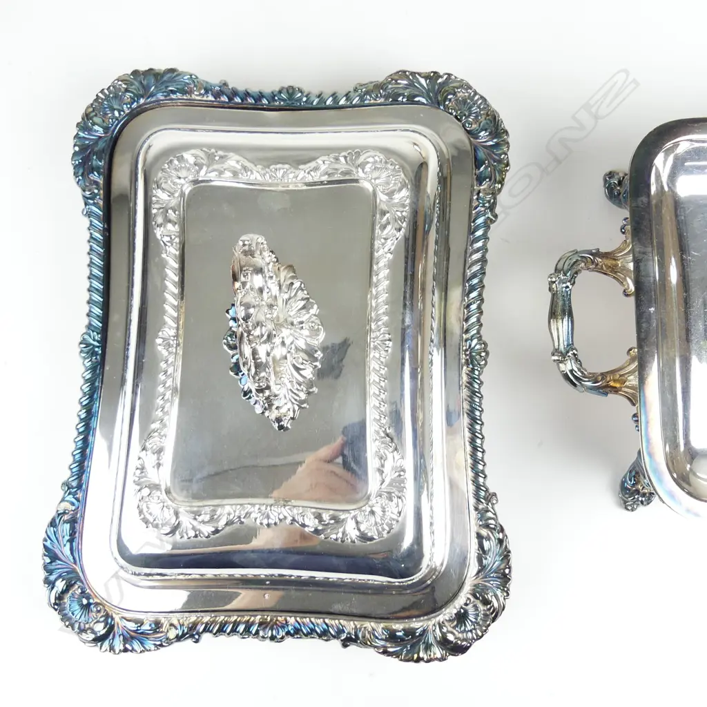 Four WWI period silver plate presentation entree dishes 'From the Officer's 28th Brigade R.F.A.' (Royal Field Artillery) Image 1++
