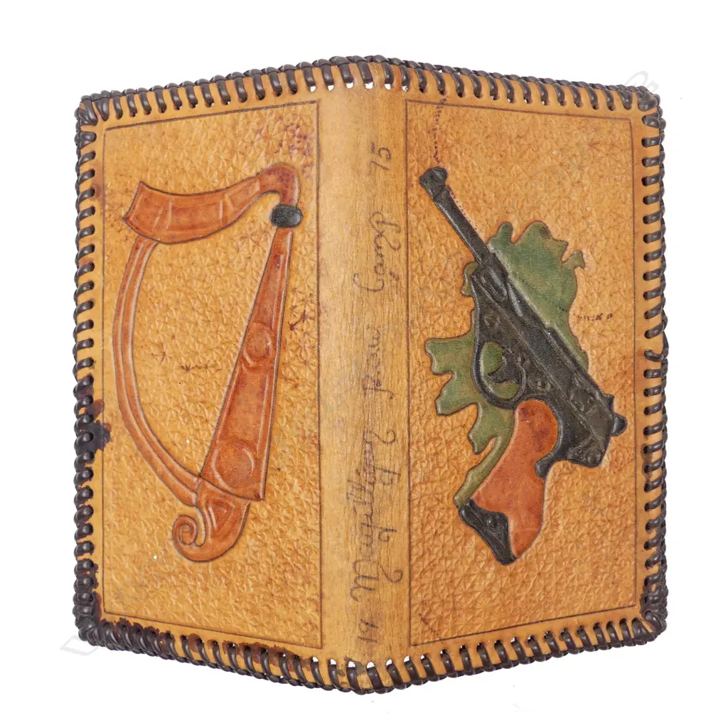 An Irish tooled leather wallet inscribed Magilligan P.O.W. Camp 1975 Image 1++
