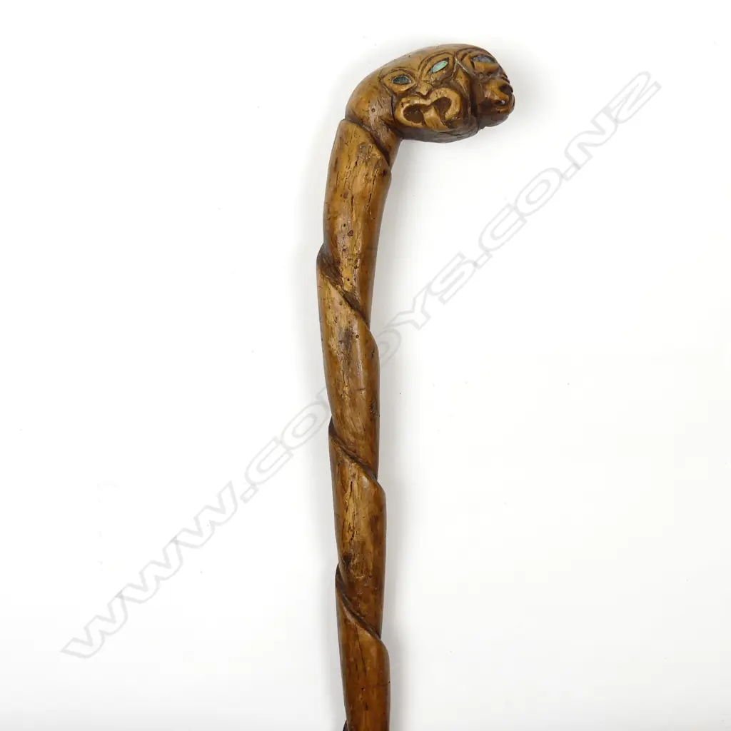 A vintage Maori carved walking stick Image 1++