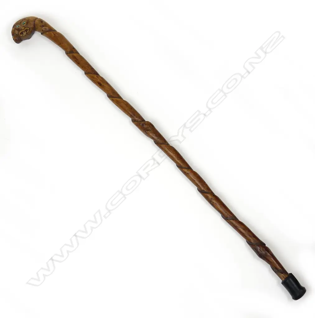 A vintage Maori carved walking stick Image 1++
