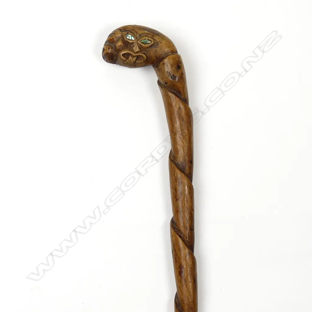 A vintage Maori carved walking stick Image 1++