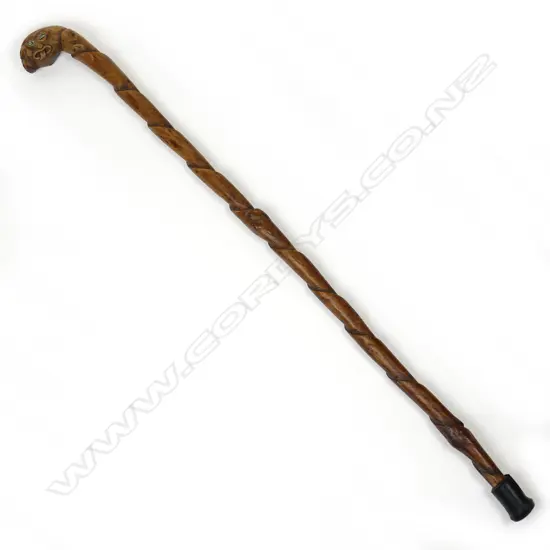 A vintage Maori carved walking stick