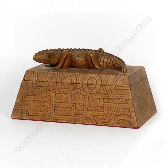 A wood carved trinket box