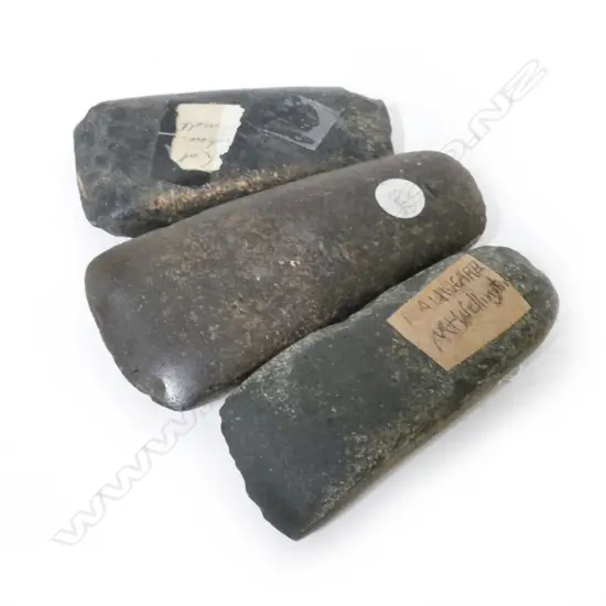Three Maori Pre-European toki (adze blades)