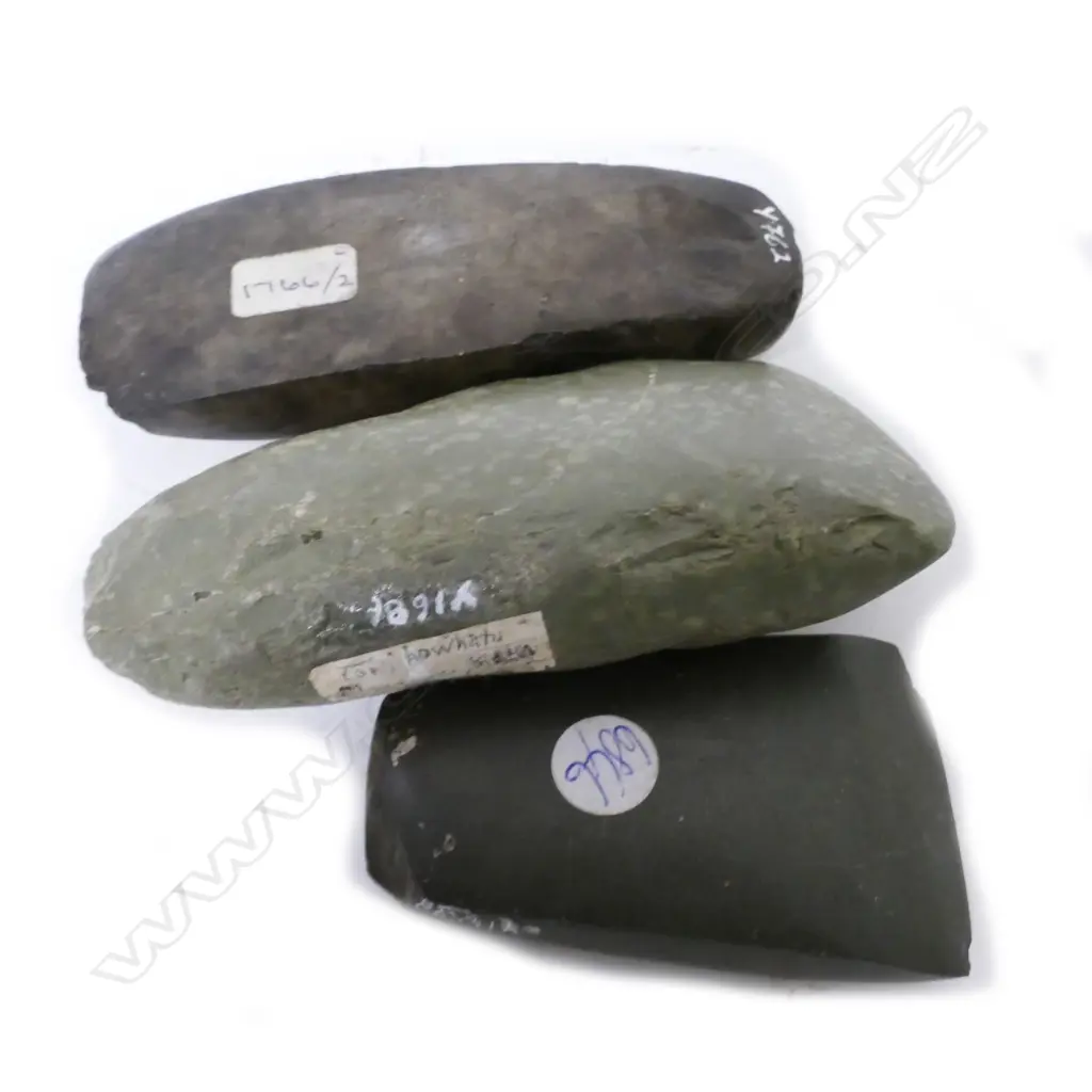 Three Maori Pre-European stone toki. Registered Y762 Image 1++