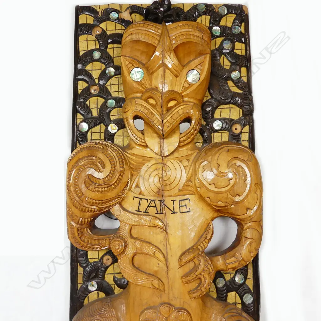 A Maori carved kauri poupou panel Image 1++