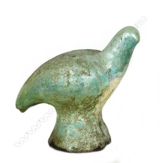An early Barry Brickell lustrous green glazed keruru (wood pigeon)