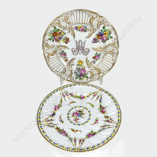 Two European 19thC hand painted plates