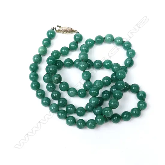 A jade bead necklace