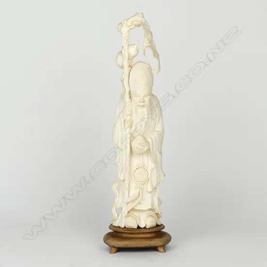 A Chinese old carved ivory figure of Shou Lao