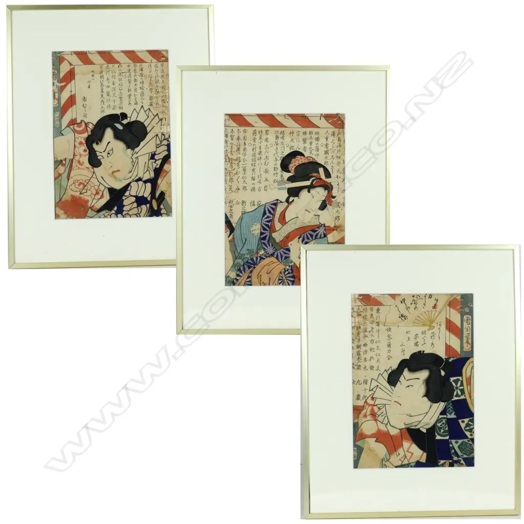 A triptych ukiyo-e by Kunichika Image 1++