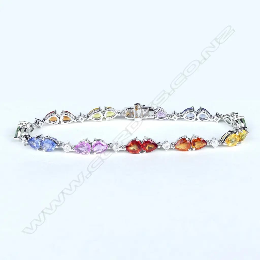 A 14ct white gold sapphire and diamond bracelet Image 1++