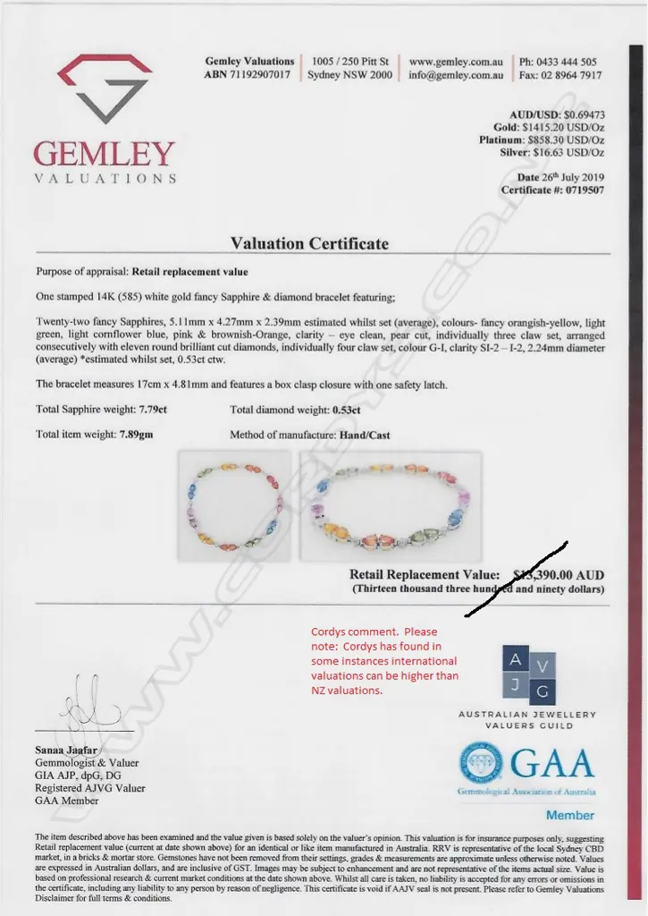 A 14ct white gold sapphire and diamond bracelet Image 1++