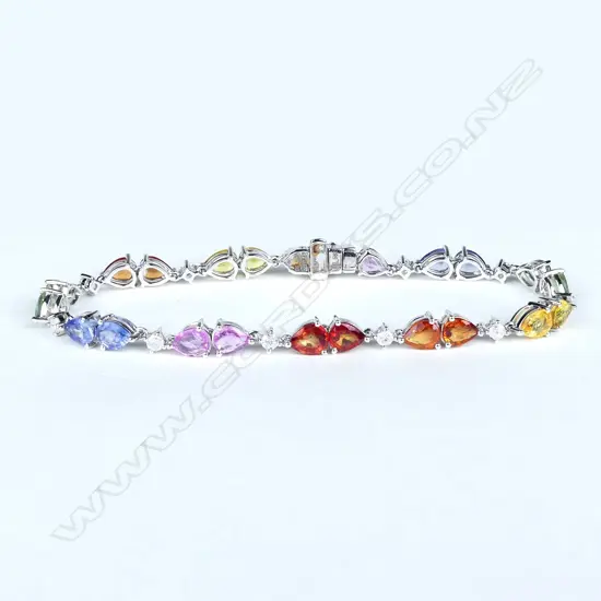 A 14ct white gold sapphire and diamond bracelet