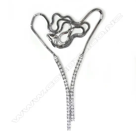 A 14ct white gold and diamond necklace