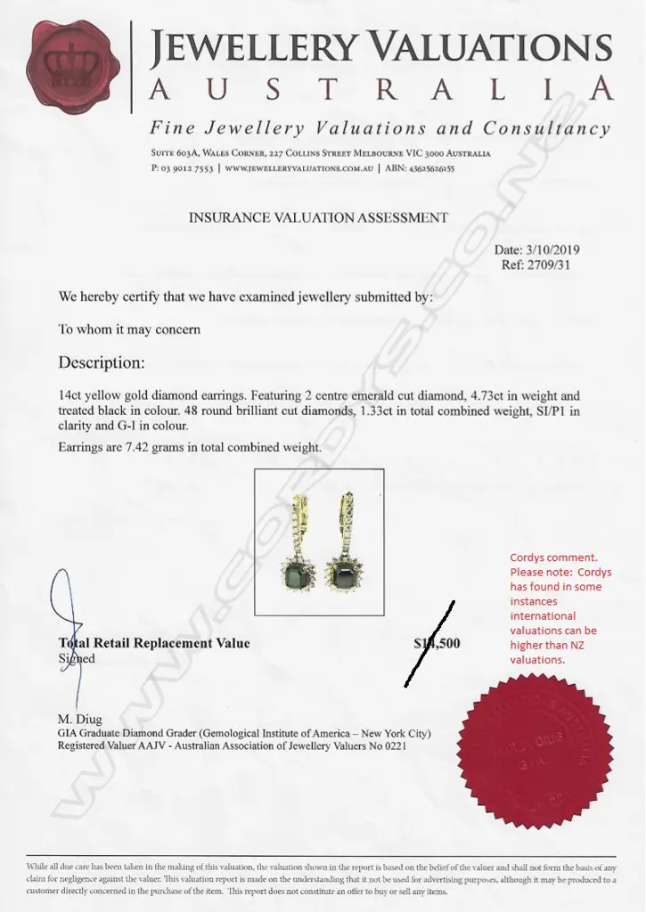 A pair of 14ct gold and diamond earrings Image 1++