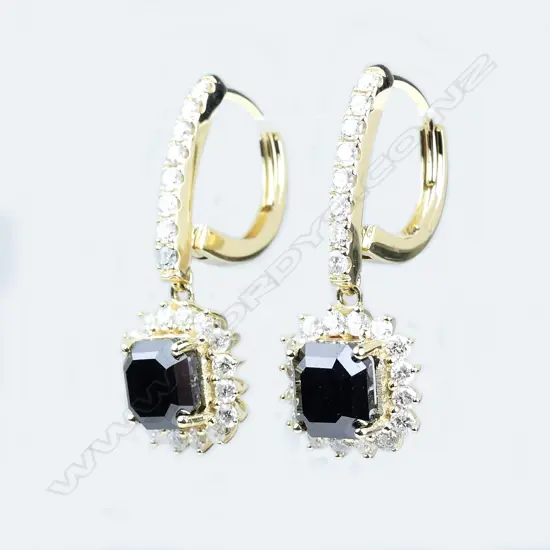 A pair of 14ct gold and diamond earrings