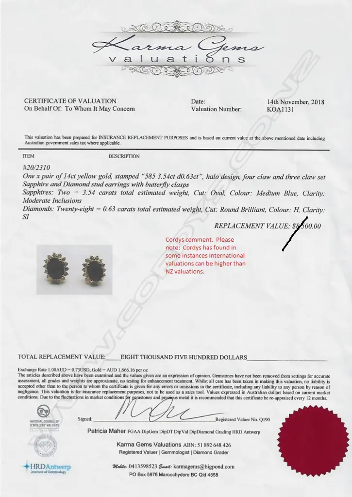 A pair of 14ct gold sapphire and diamond stud earrings Image 1++