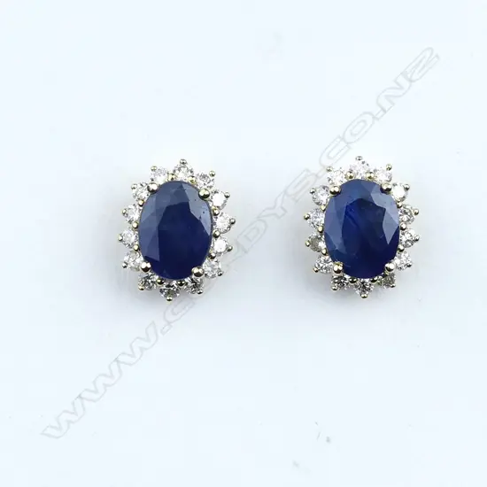 A pair of 14ct gold sapphire and diamond stud earrings