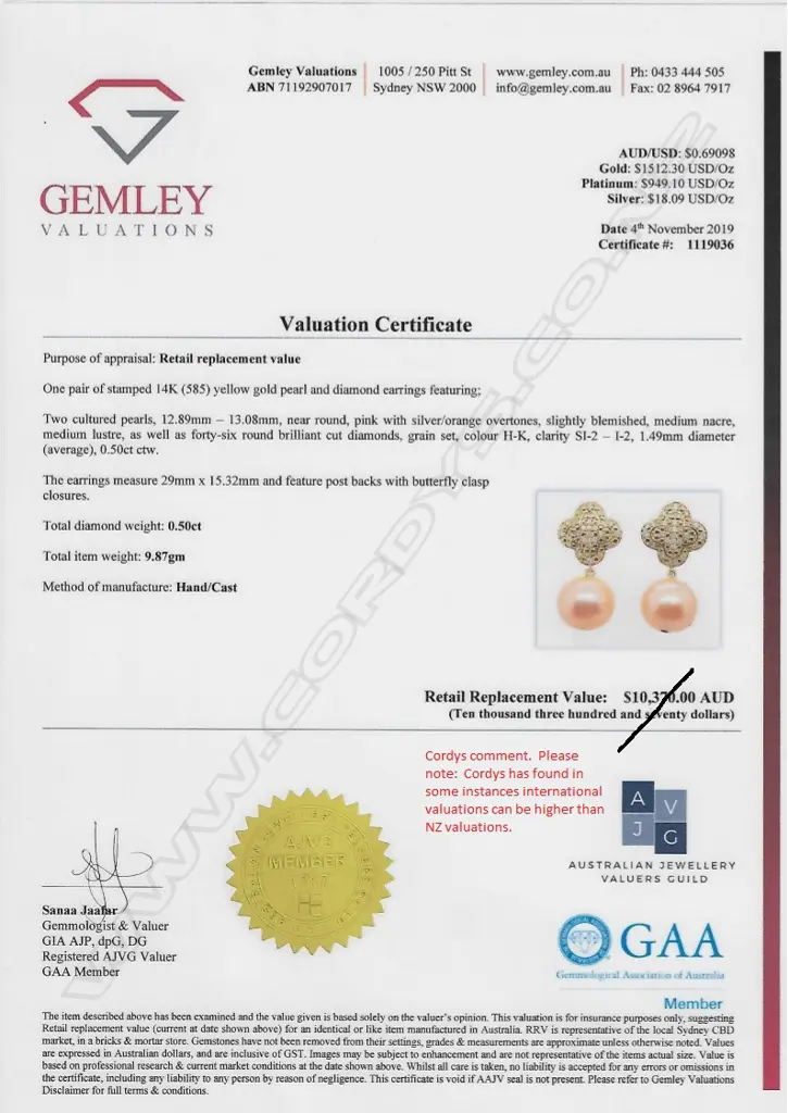 A pair of 14ct gold pearl and diamond drop earrings Image 1++