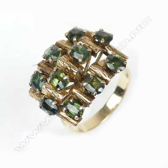 A retro 14ct gold and tourmaline ring